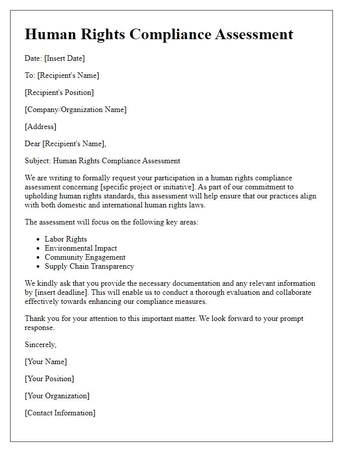 Letter template of human rights compliance assessment.