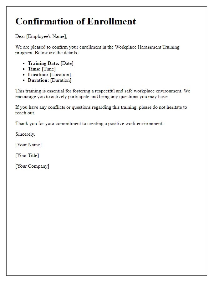 Letter Template For Workplace Harassment Training Free Samples In PDF 