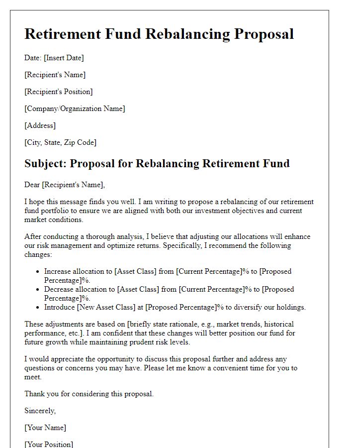 Letter template of retirement fund rebalancing proposal