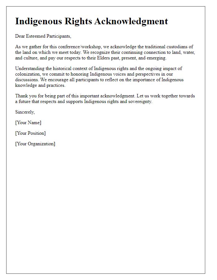 Letter template of Indigenous Rights Acknowledgment for Conferences and Workshops