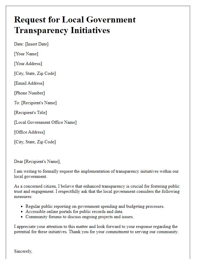 Letter template of request for local government transparency initiatives.