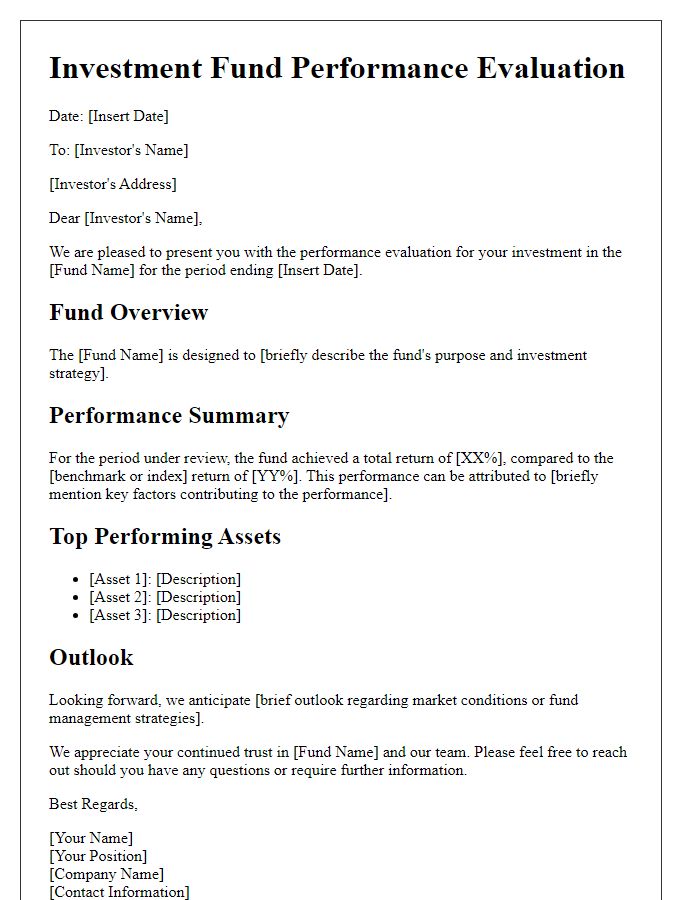 Letter template of investment fund performance evaluation