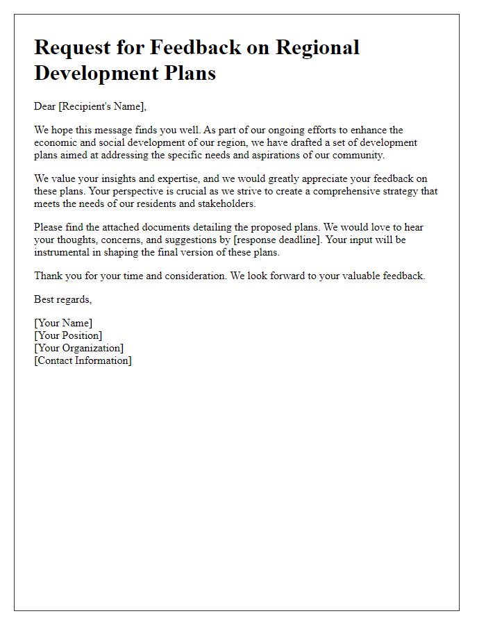 Letter template of feedback solicitation for regional development plans