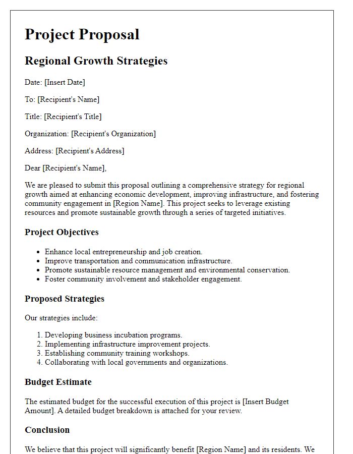 Letter template of project proposal for regional growth strategies