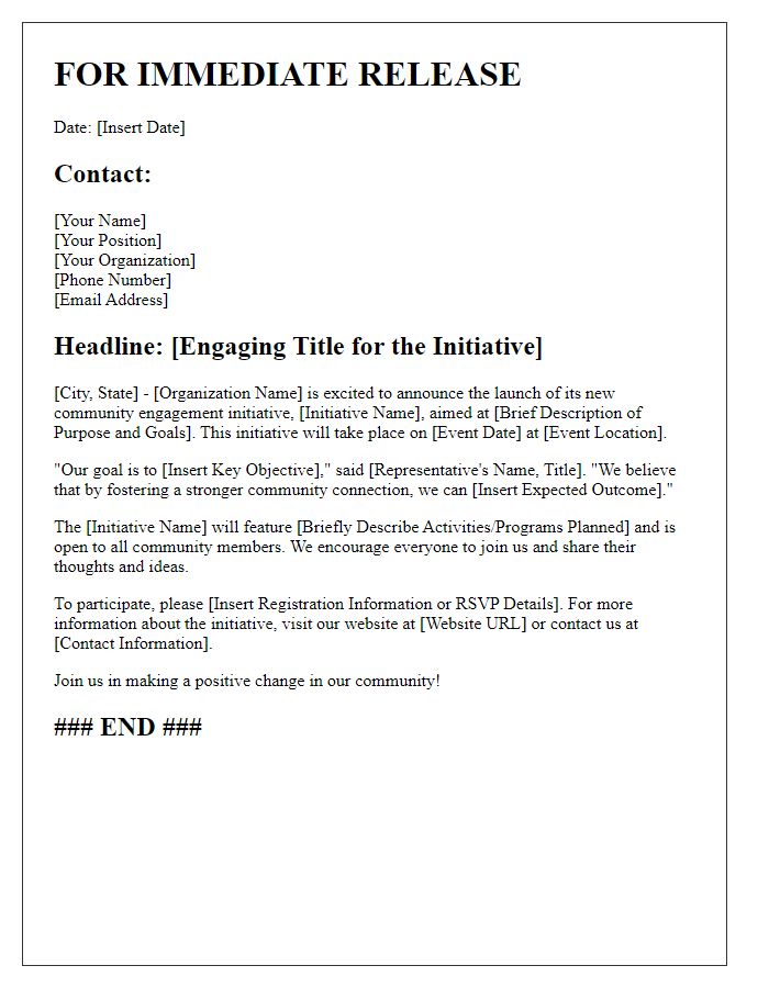 Letter template of press release for community engagement initiative