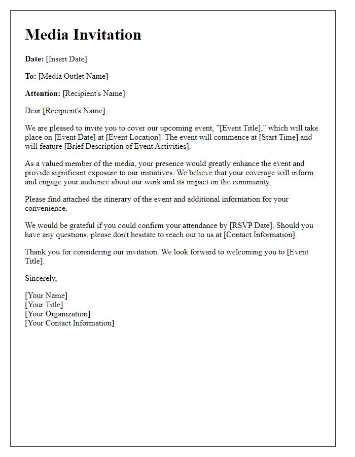 Letter template of media invitation for event reporting