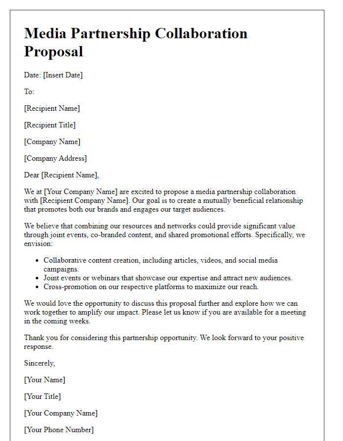 Letter template of media partnership collaboration proposal