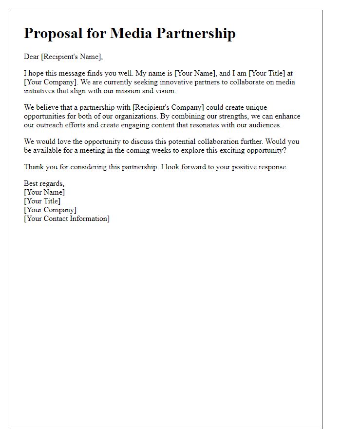 Letter template of media partnership networking opportunity