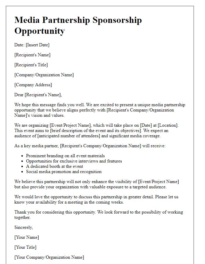 Letter template of media partnership sponsorship opportunity