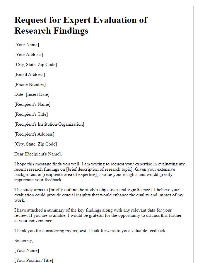 Letter template of request for expert evaluation of research findings