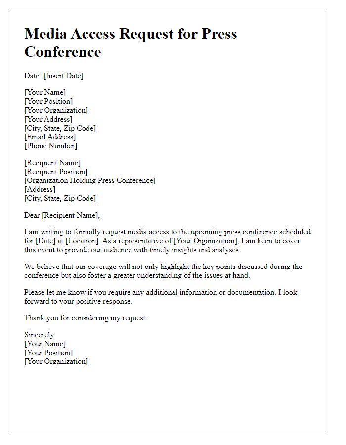 Letter template of media access request for press conferences