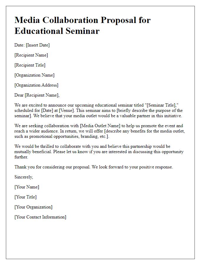 Letter template of media collaboration for educational seminar