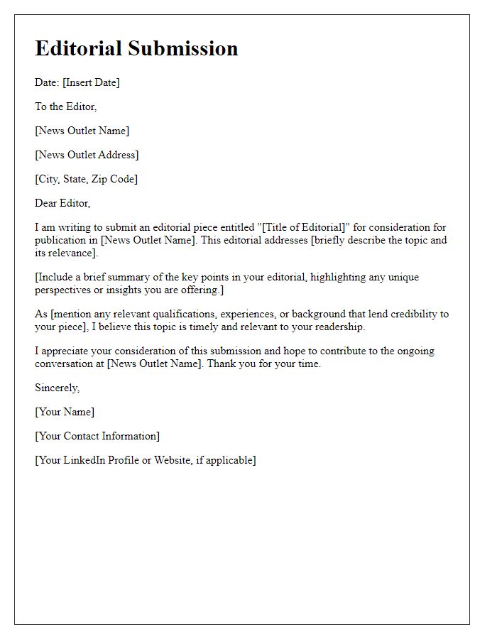 Letter template of editorial submission to news outlet