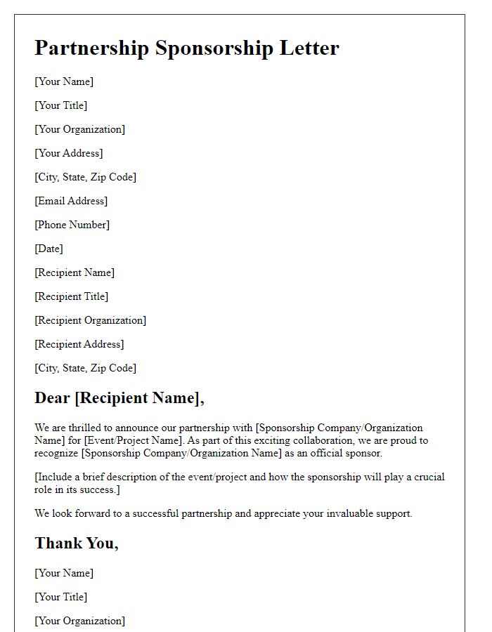 Letter template of Sponsorship Partnership Mention