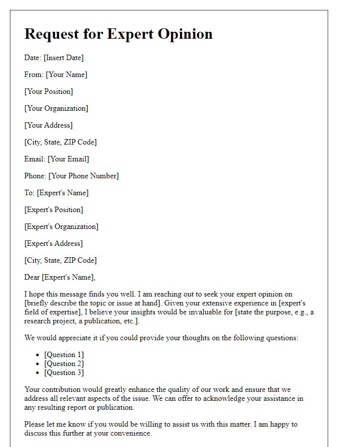 Letter template of expert opinion gathering