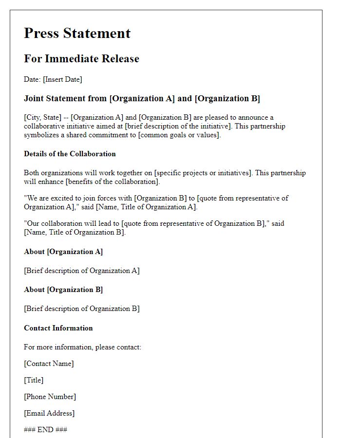 Letter template of dual press statement draft