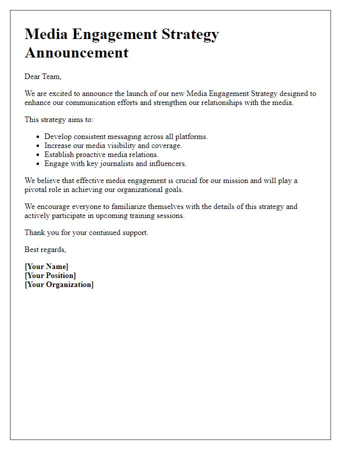 Letter template of media engagement strategy announcement