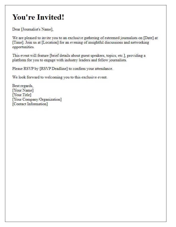 Letter template of exclusive journalist gathering invitation