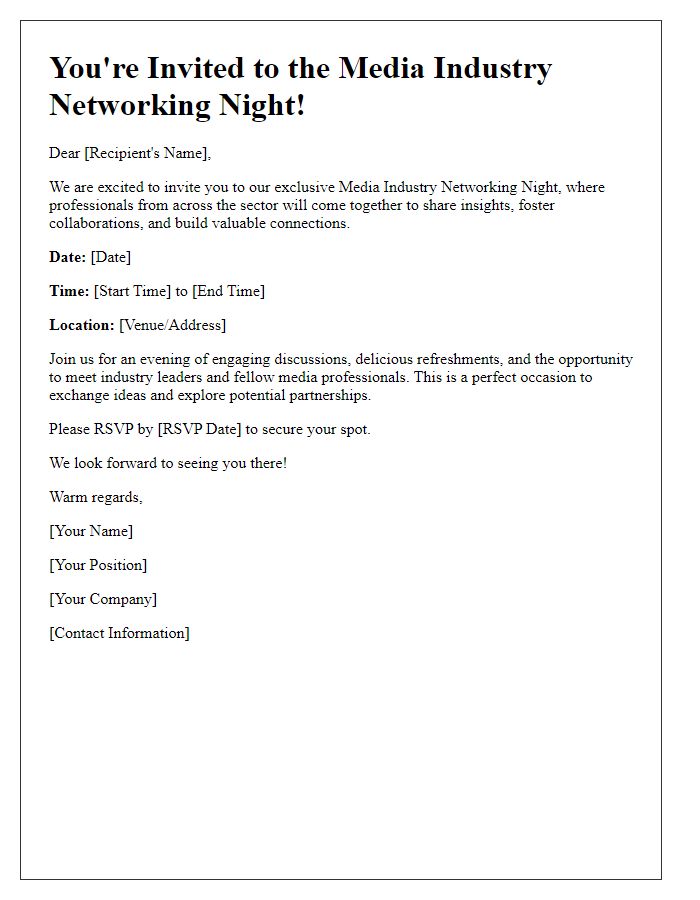 Letter template of invitation for media industry networking night