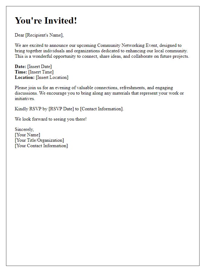 Letter template of press community networking invitation