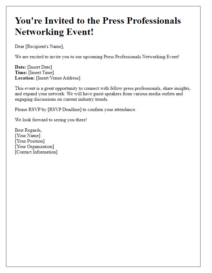 Letter template of press professionals networking event invitation