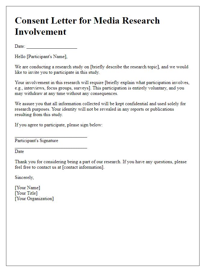 Letter template of consent for media research involvement