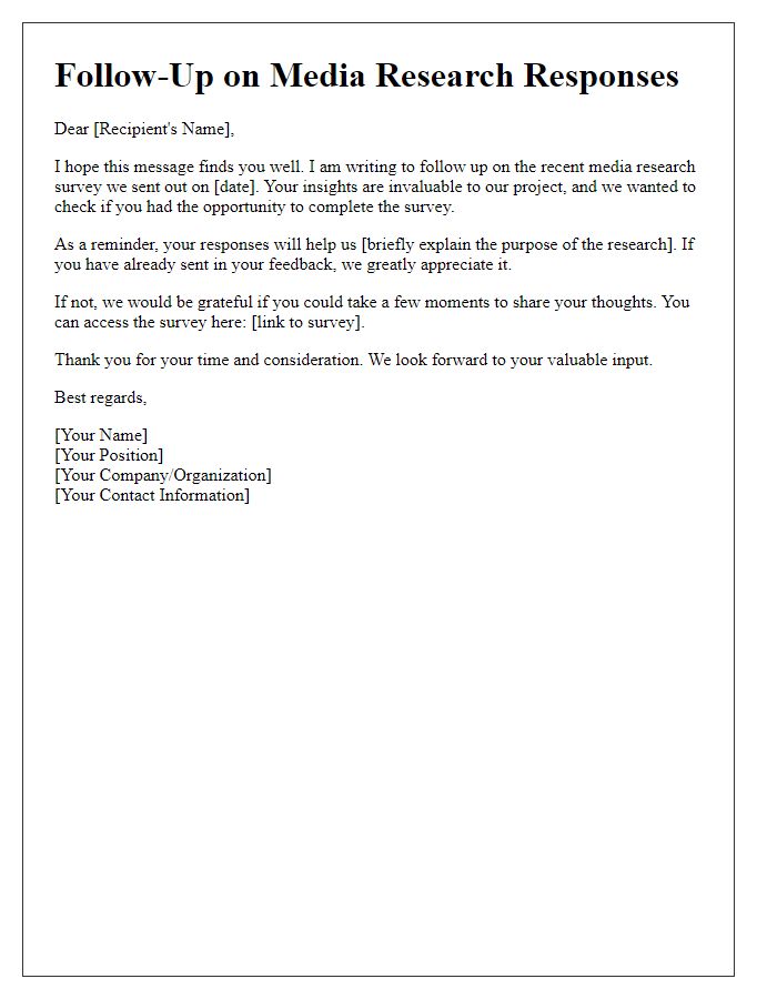 Letter template of follow-up on media research responses