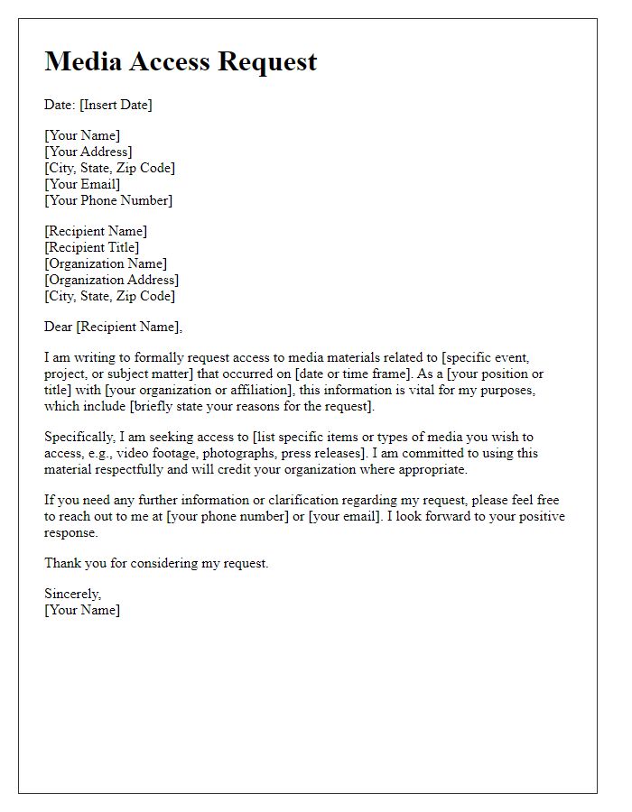 Letter template of media access request