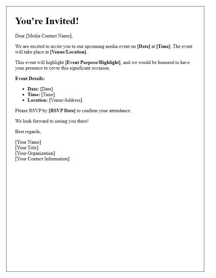 Letter template of media event invitation