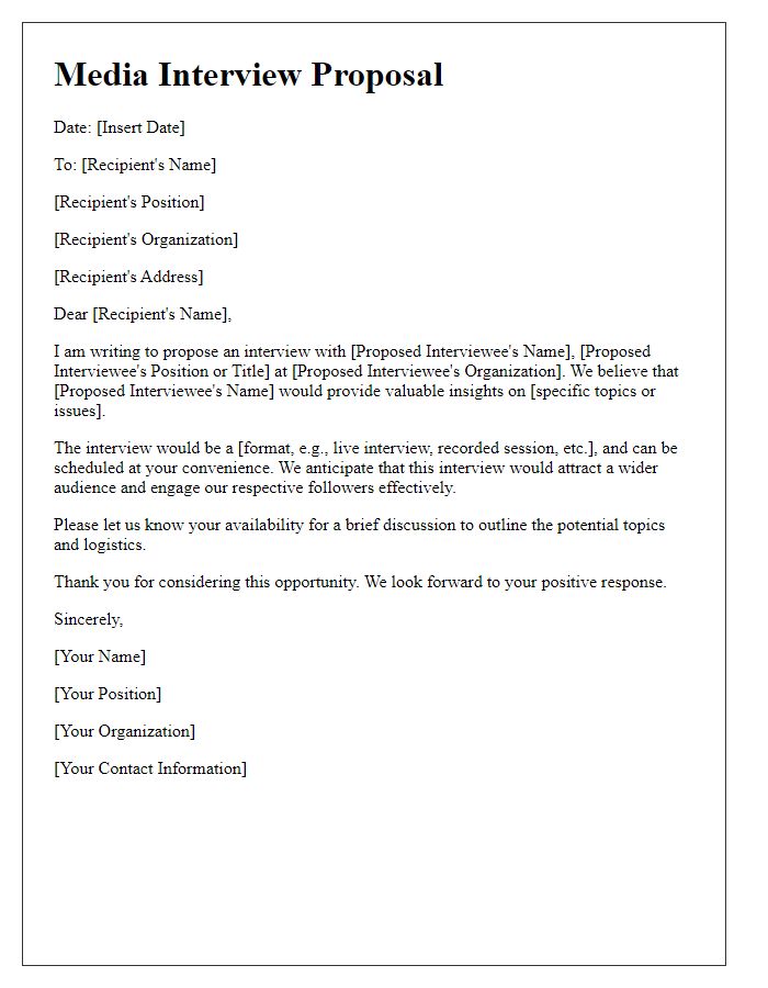 Letter template of media interview proposal