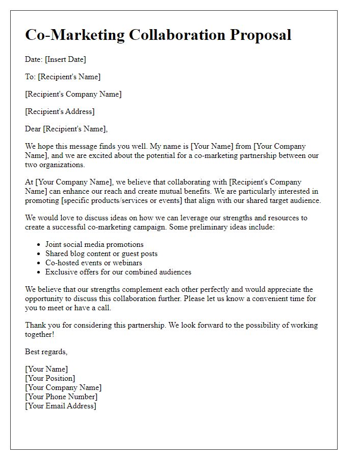 Letter template of media co-marketing request