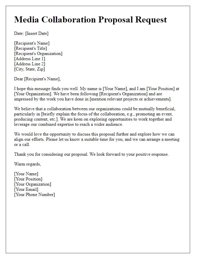 Letter template of media collaboration proposal request