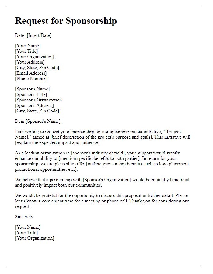 Letter template of sponsorship request for media initiatives