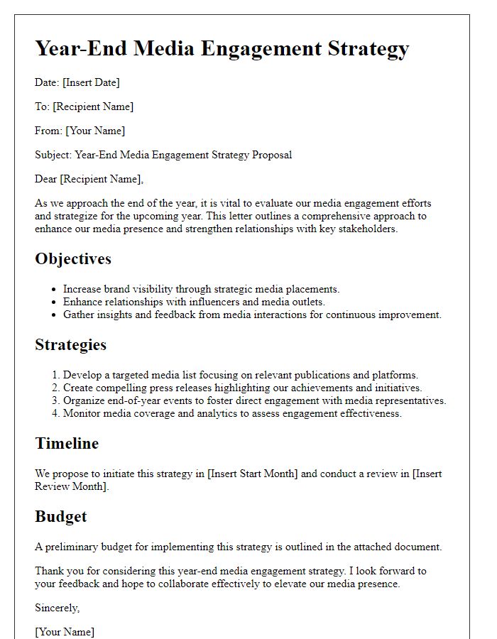 Letter template of year-end media engagement strategy