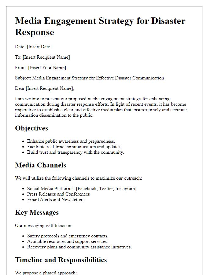 Letter template of media engagement strategy for disaster response