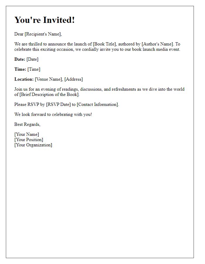 Letter template of invitation for book launch media event