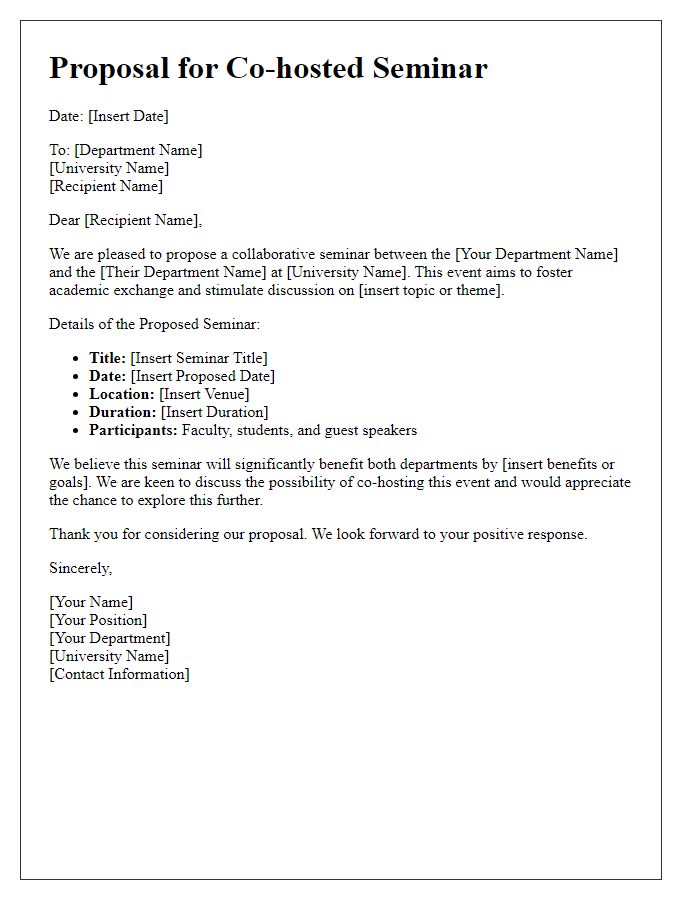 Letter template of co-hosted seminar proposal for academic departments