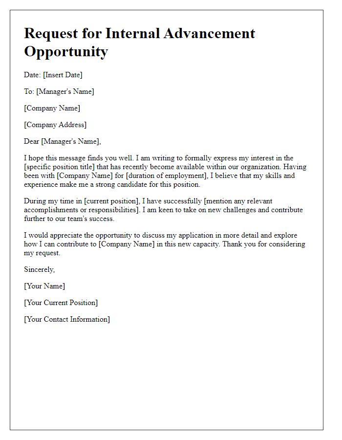 Letter template of request for internal advancement opportunity