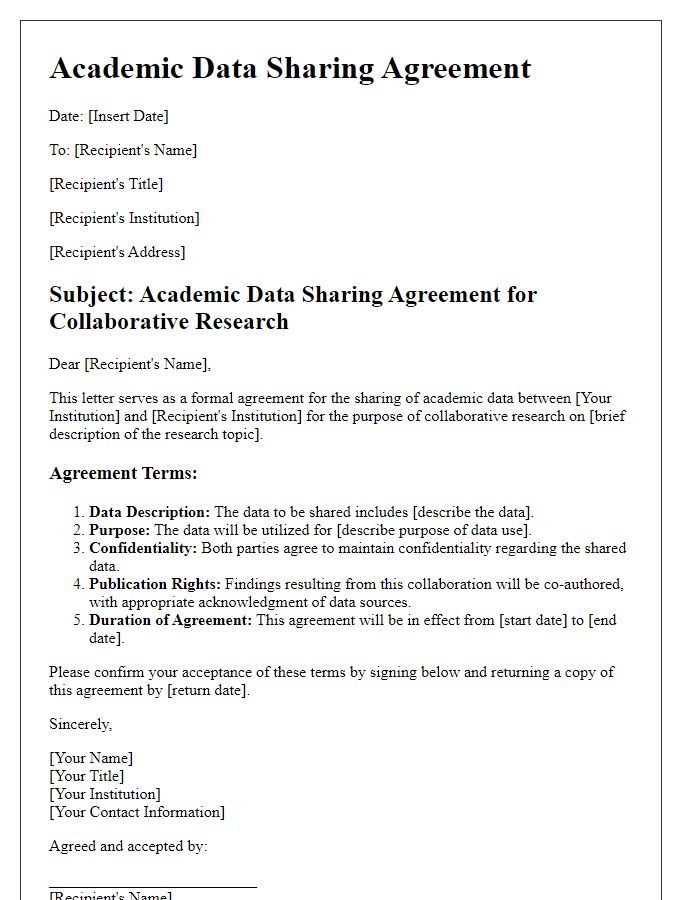 Letter template of Academic Data Sharing Agreement for Collaborative Research