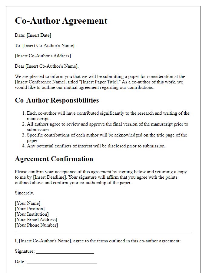 Letter template of co-author agreement for conference contributions