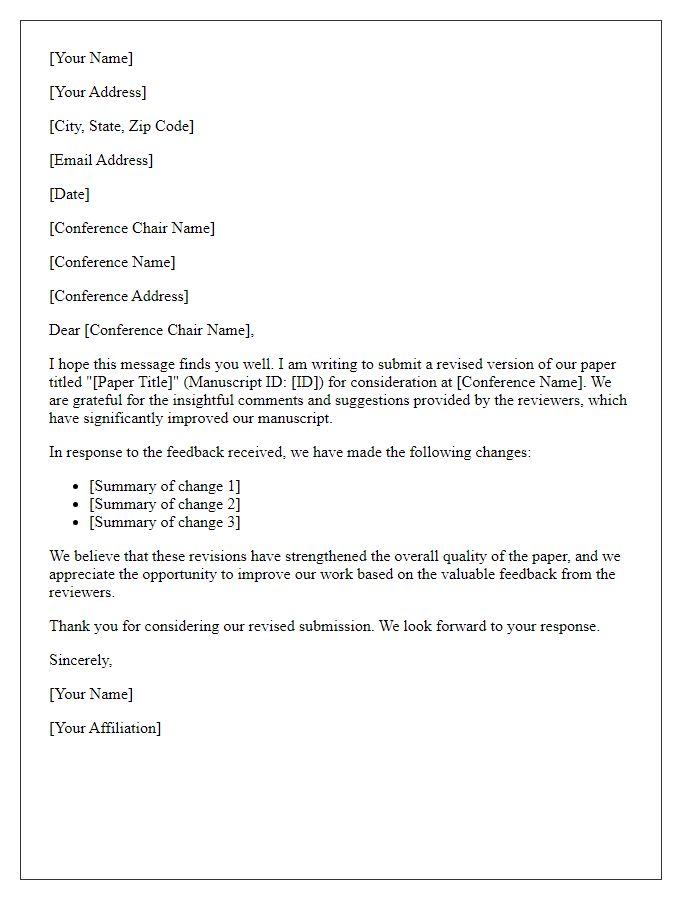 Letter template of revision submission for conference paper