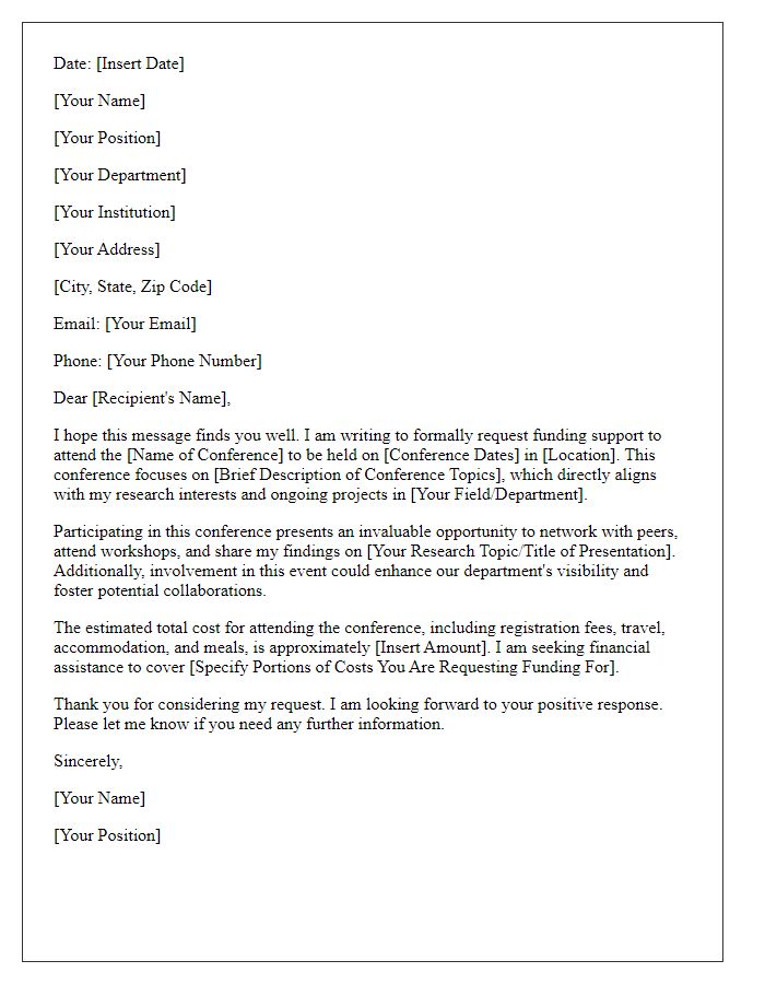 Letter template of funding request for faculty conference participation