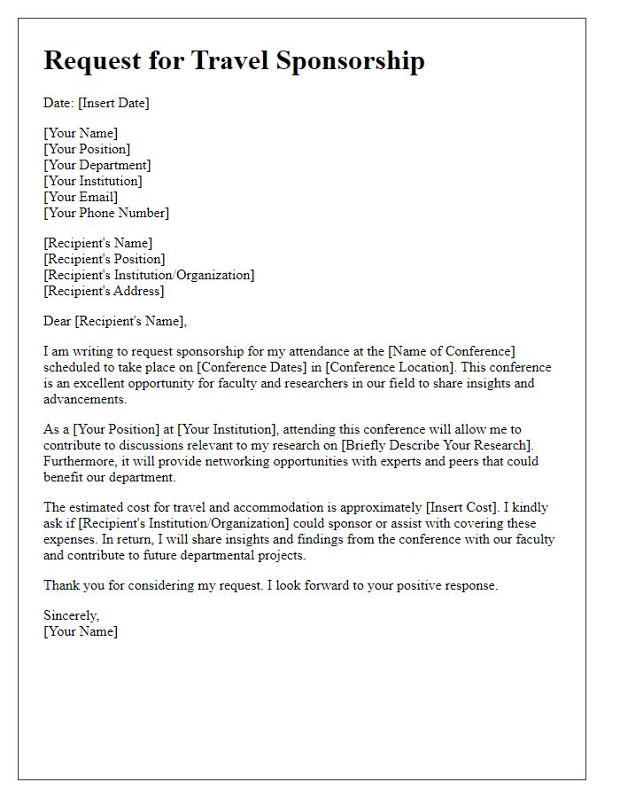 Letter template of request for travel sponsorship for faculty conference