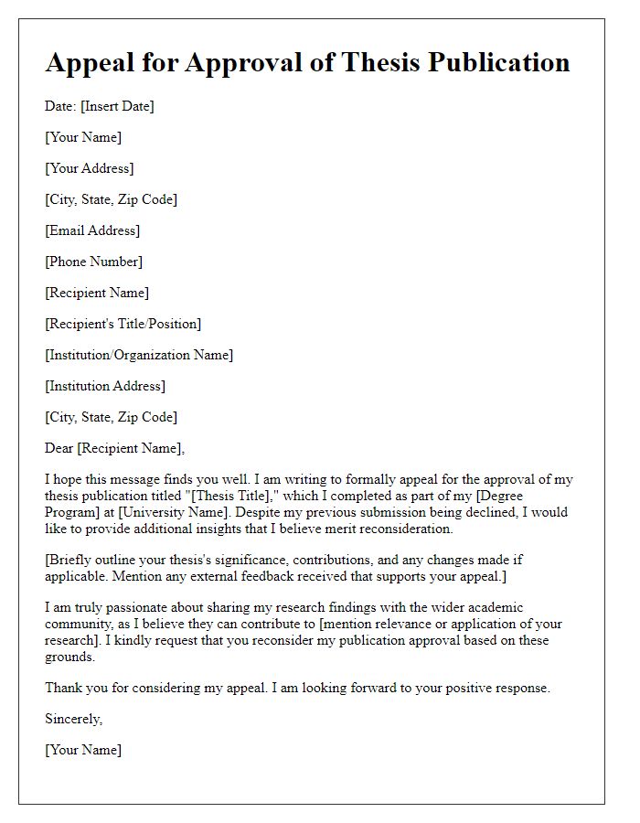 Letter template of appeal for approval of thesis publication