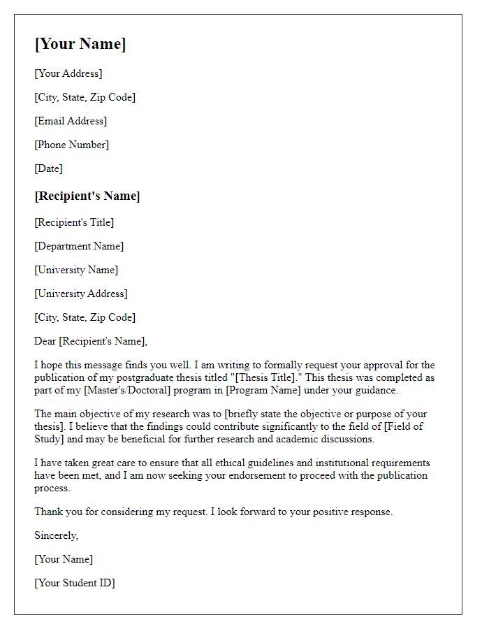 Letter template of request for postgraduate thesis publication approval