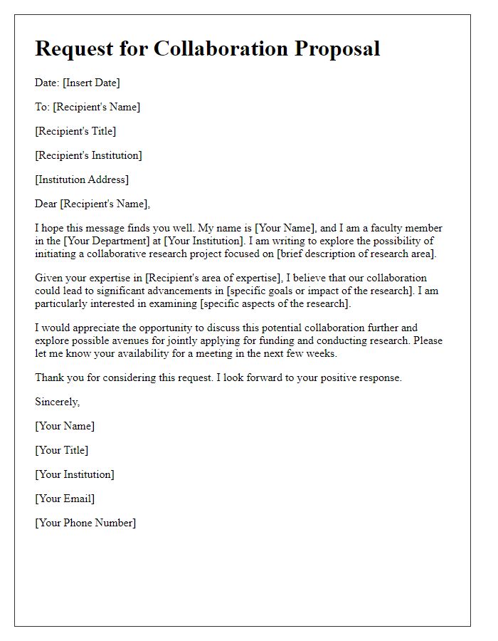 Letter template of request for faculty international research collaboration proposal.