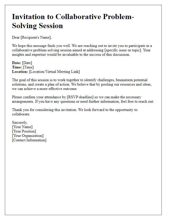 Letter template of collaborative problem-solving invitation