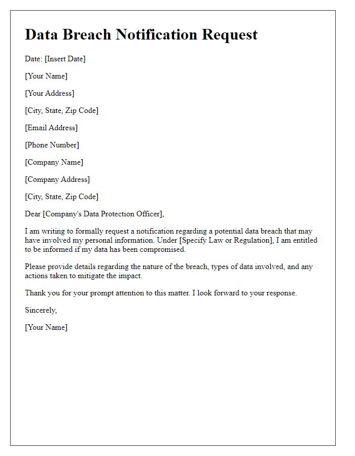 Letter template of data breach notification request