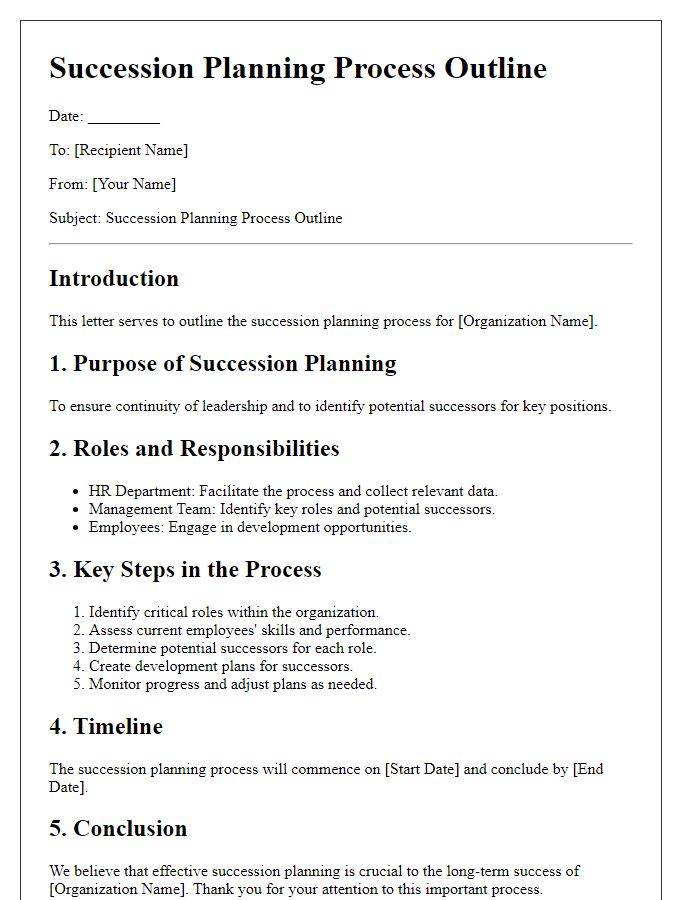 Letter template of succession planning process outline