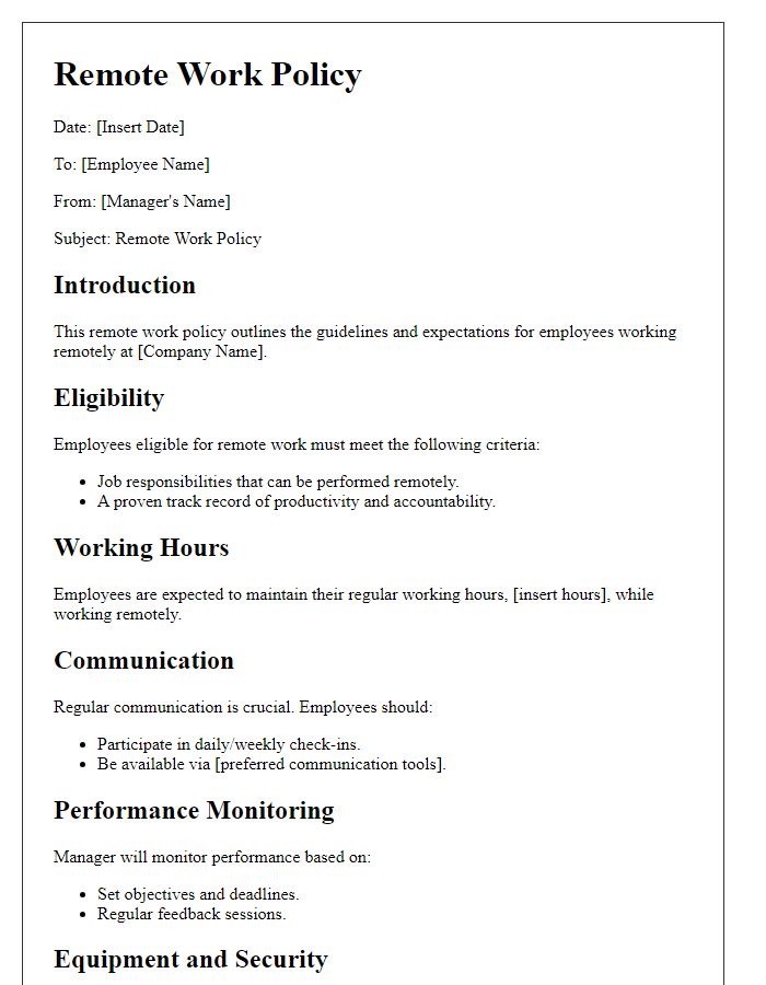Letter template of remote work policy.